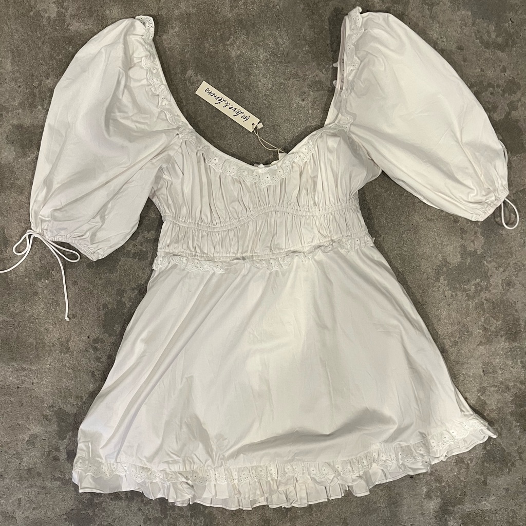 For Love And Lemons Jackson Puff Sleeve Cotton Minidress